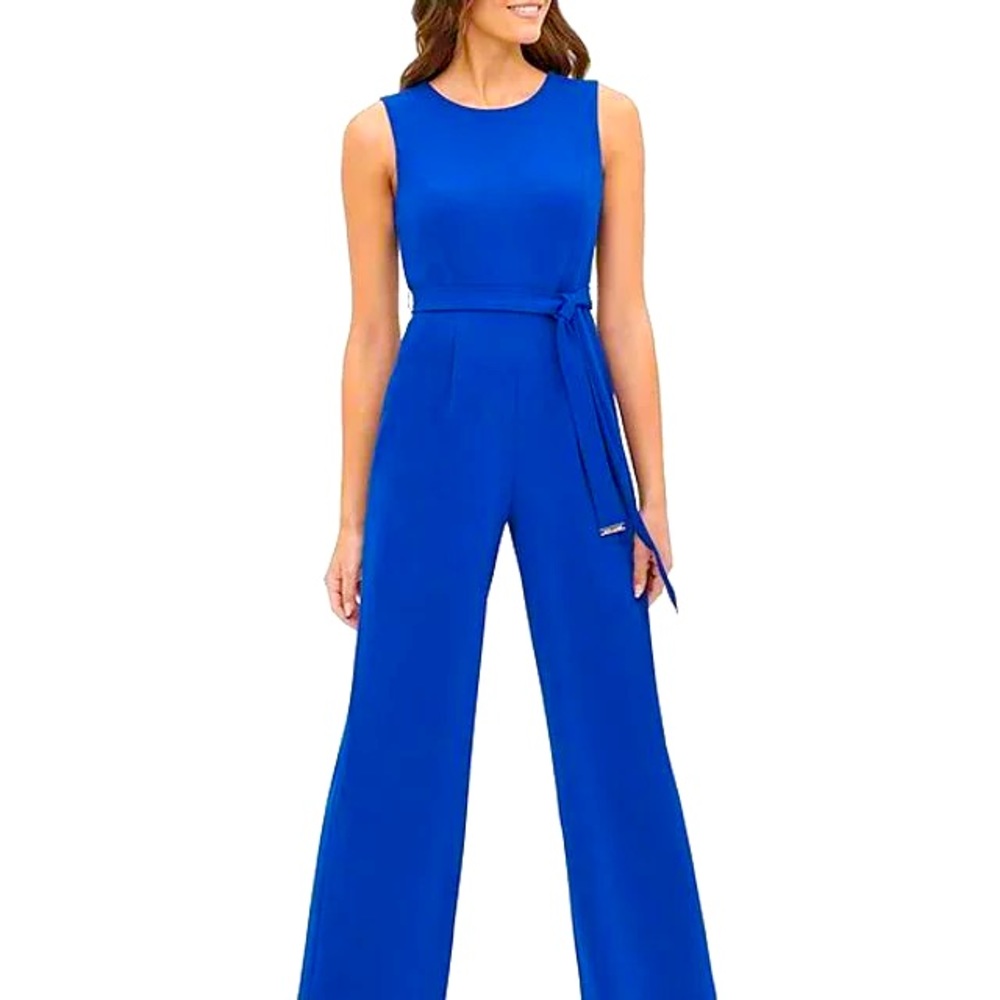 Calvin Klein Blue Zip Up Jumpsuit